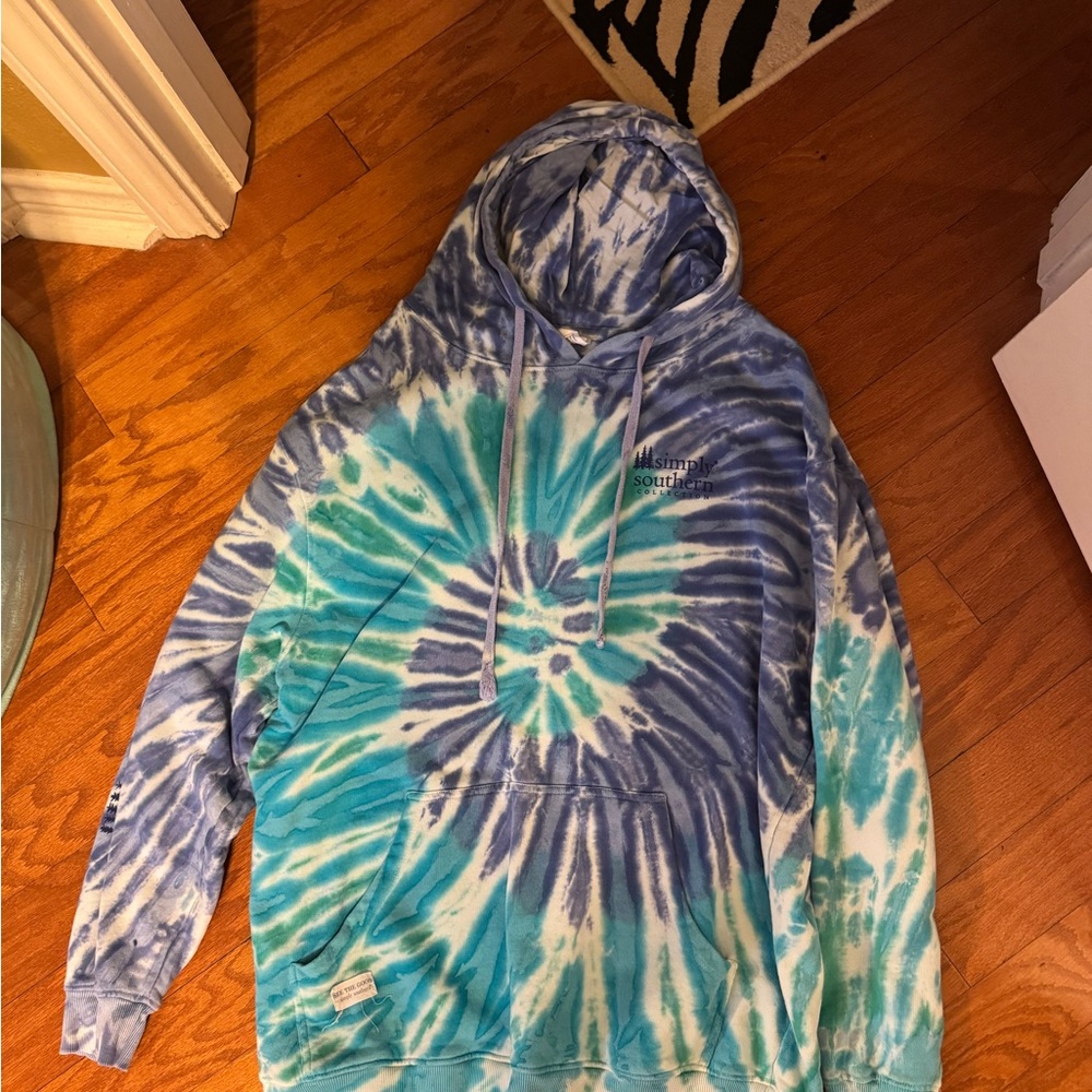 Simply Southern Blue and White Tie-Dye Hoodie